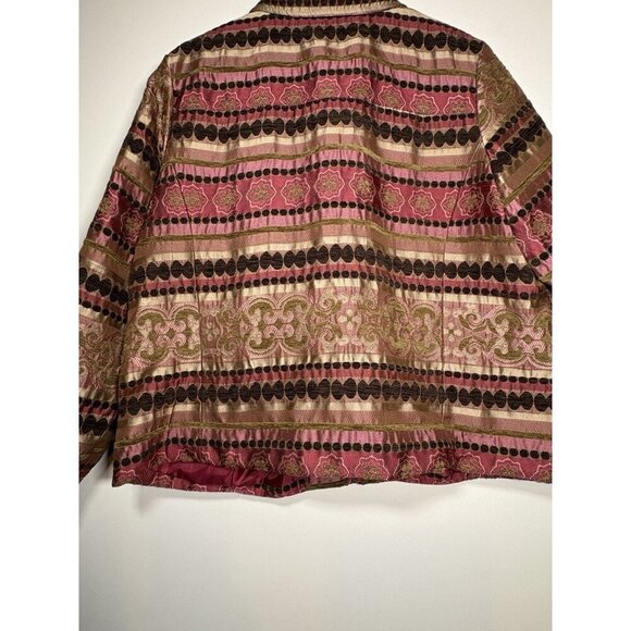 ERIN Tapestry Blazer Pink Gold Jacket Boho Cottagecore Lagenlook Size 1X XL - Picture 9 of 9